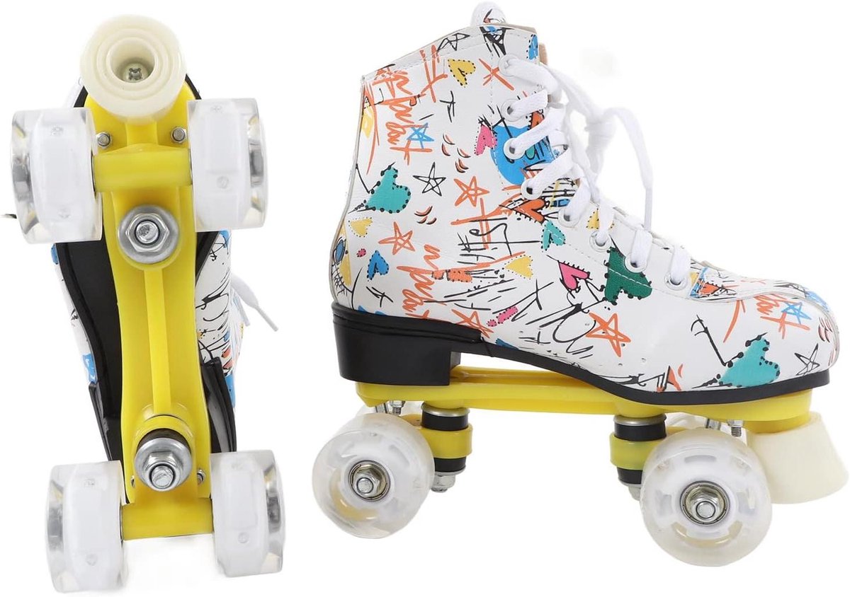 Rolschaatsen Dubbele Rij Skeelers Kinderen Volwassenen Buiten Skaten Voorste Steunkolom – Graffiti