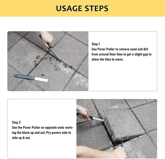 Bestratingstrekker - Straatmaker Gereedschap - Stenen Verwijderen - Gegalvaniseerd Staal - 2 Stuks - Zilver — afbeelding 2