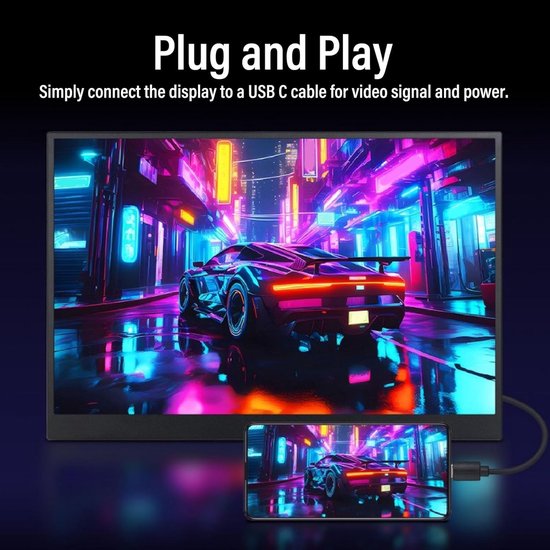 Draagbare Monitor - Externe Display Secundair Scherm - Productiviteit Verhogend - Full HD Anti-reflectie - 156 Inch - Zwart — afbeelding 3