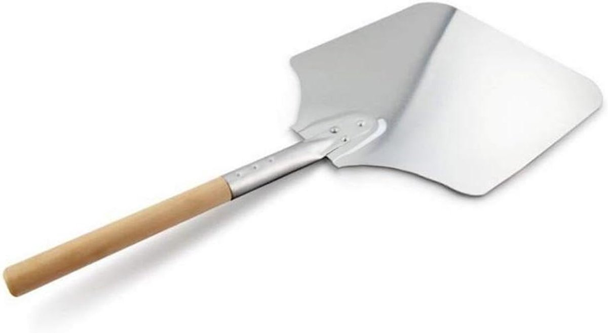 Pizzaschep Aluminium - Pizzaspade Lange Steel - Pizzaoven Gebruik - Afneembare Houten Steel - 66 x 31 cm - Zilver