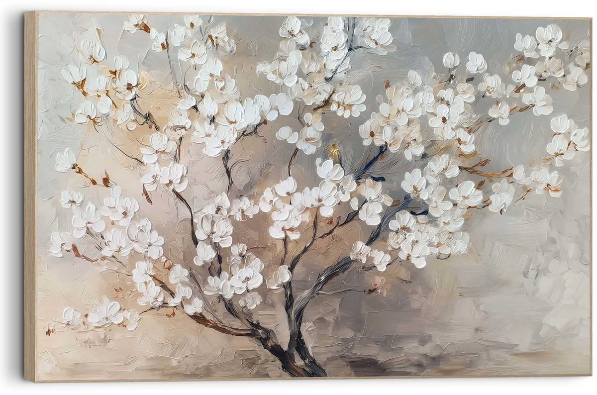 Schilderij Witte bloesem - 90 x 60 - Hout - REINDERS