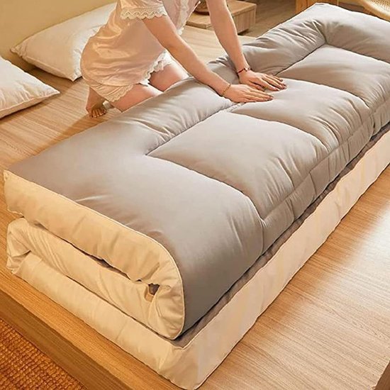 Japanse Futonmatras - Vloermatras Gastenmatras - Comfortabel Slapen - Draagbaar Opvouwbaar - 15 x 2 m - Grijs — afbeelding 5