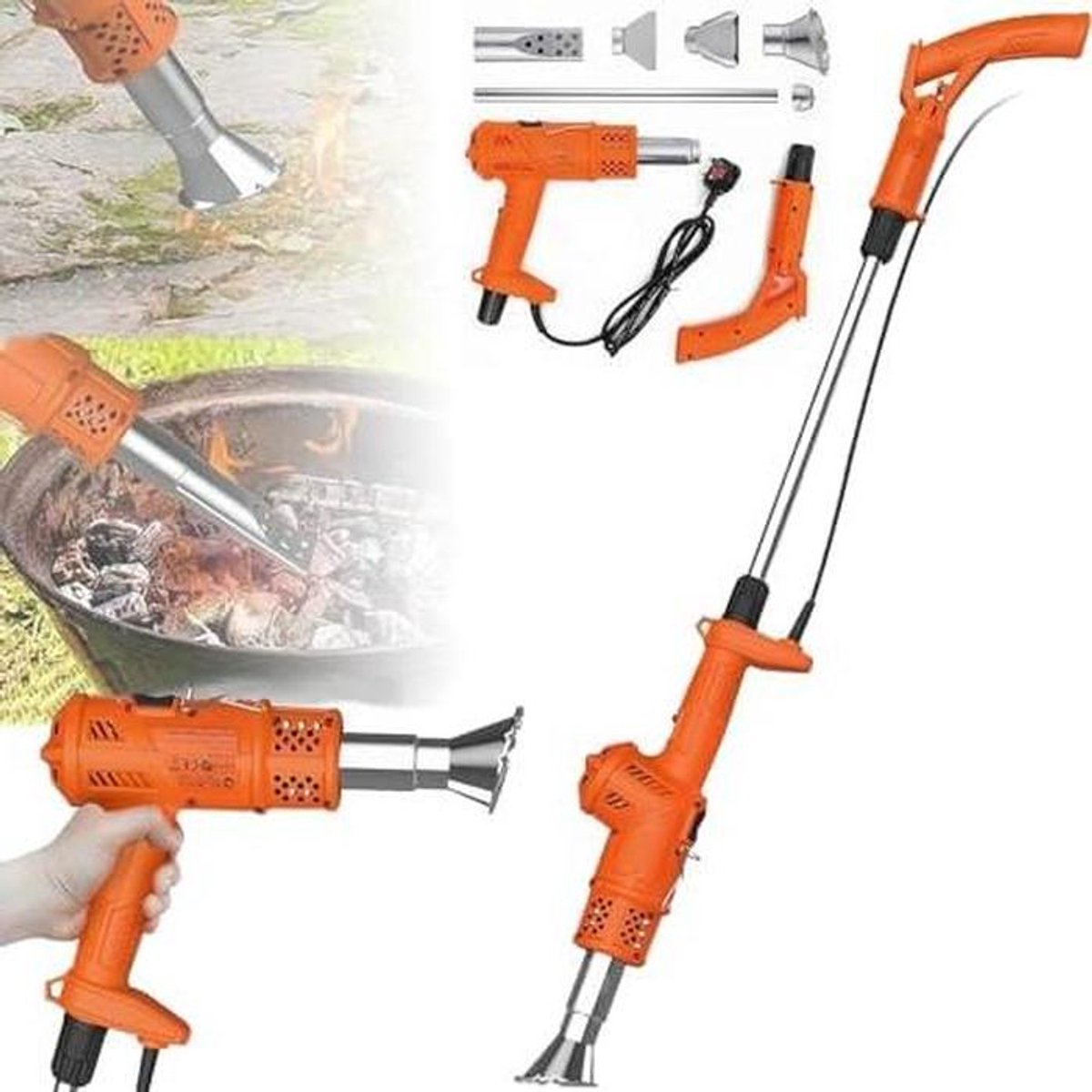 Elektrische Onkruidbrander - Hete Lucht Brander - Onkruid Verwijderen - Geen Open Vlam - 2000W - Oranje