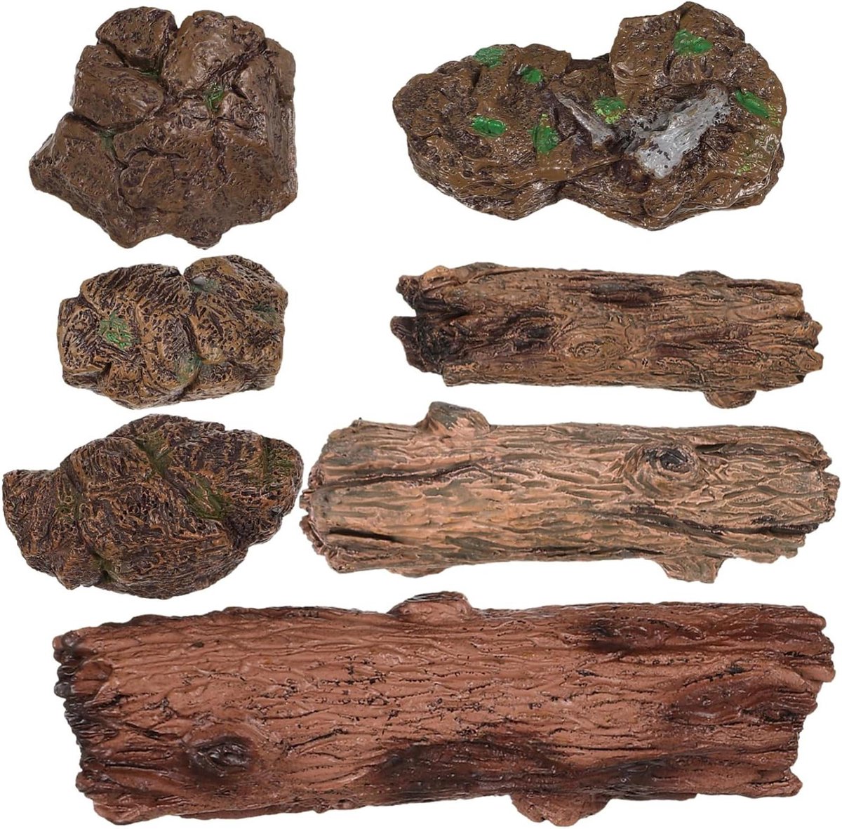 Mini Tuindecoratie - Nep Stenen - DIY Landschap - Levensechte Modellering - 7-delig - Bruin