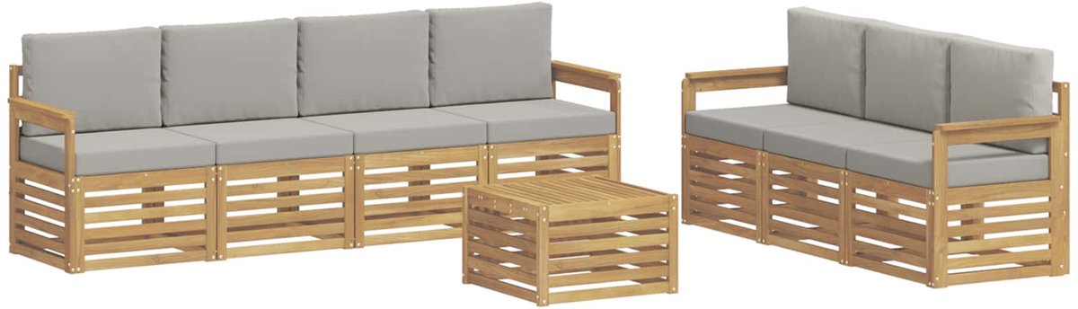 vidaXL - Sofa-Sets - 8 - st - Wit - en - Lichtgrijs - Polyester