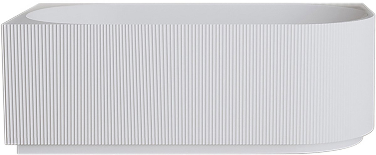 Hoekbad Links Wiesbaden Rivi Ribbel 180x80 cm inclusief waste in mat wit