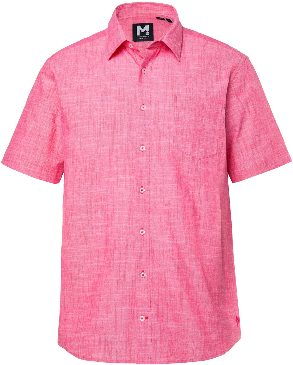 Men Plus - Heren - overhemd korte mouwen kentkraag linnenlook Comfort Fit - Chilirood - Maat L
