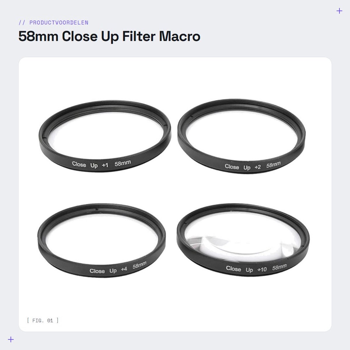 Dailygoods- Macro Filter 58mm - Close-up Filter - Lens Filter Kit - Optisch Glas - Camera Accessoire - Set 1/2/4/10