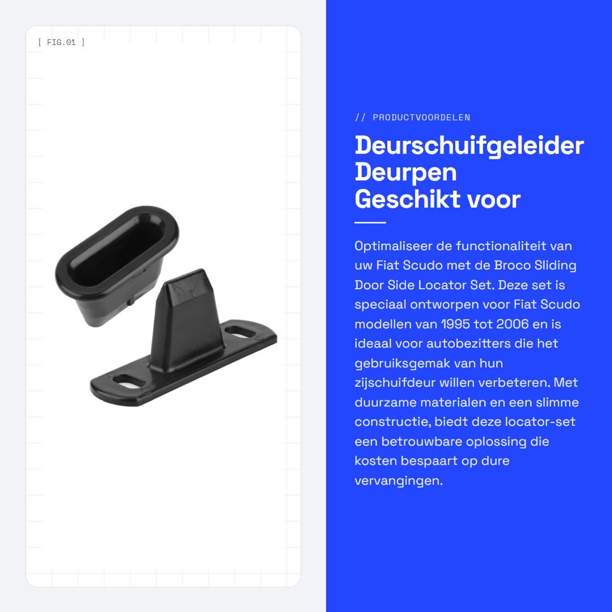 Dailygoods- Deurschuiflocatorkit Hoogwaardige Kwaliteit - Set Locators - Positioneringshandleiding - Voor Fiat Scudo 1995-2006 - Duurzaam - Inclusief 2 Stuks