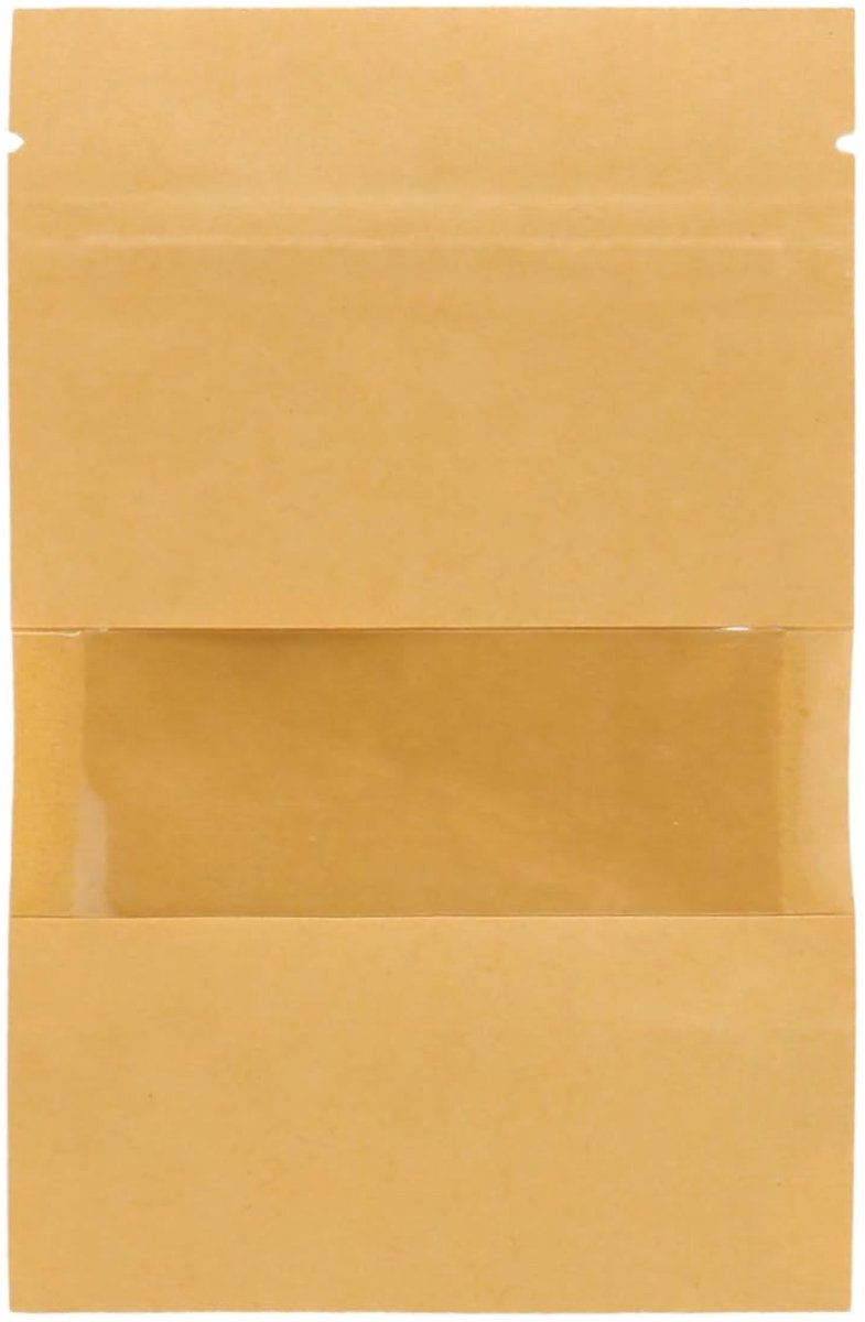 Dailygoods- Papieren Zakken 60 Stuks - Herbruikbare Papieren Zakken - Kraft Papieren Draagtassen - Zelfsluitende Zakken - Waterdichte Zakken - Voedselzakken 14B x 9H cm