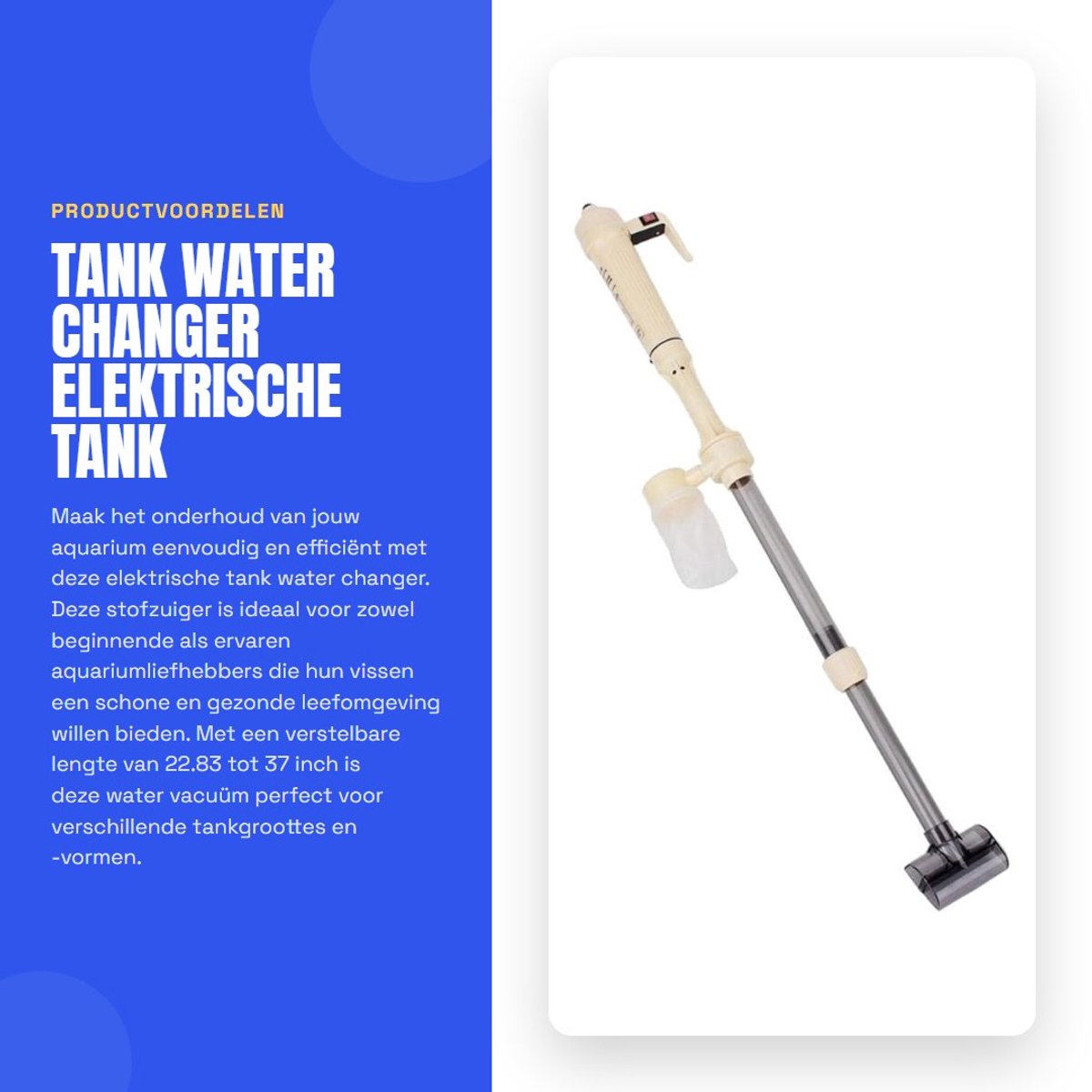 Dailygoods - Tank Water Changer - Elektrische Tank Stofzuiger - Verstelbaar van 22.83-37inch - Grind Filter Pomp Cleaner - Geschikt voor Aquaria - Wat...