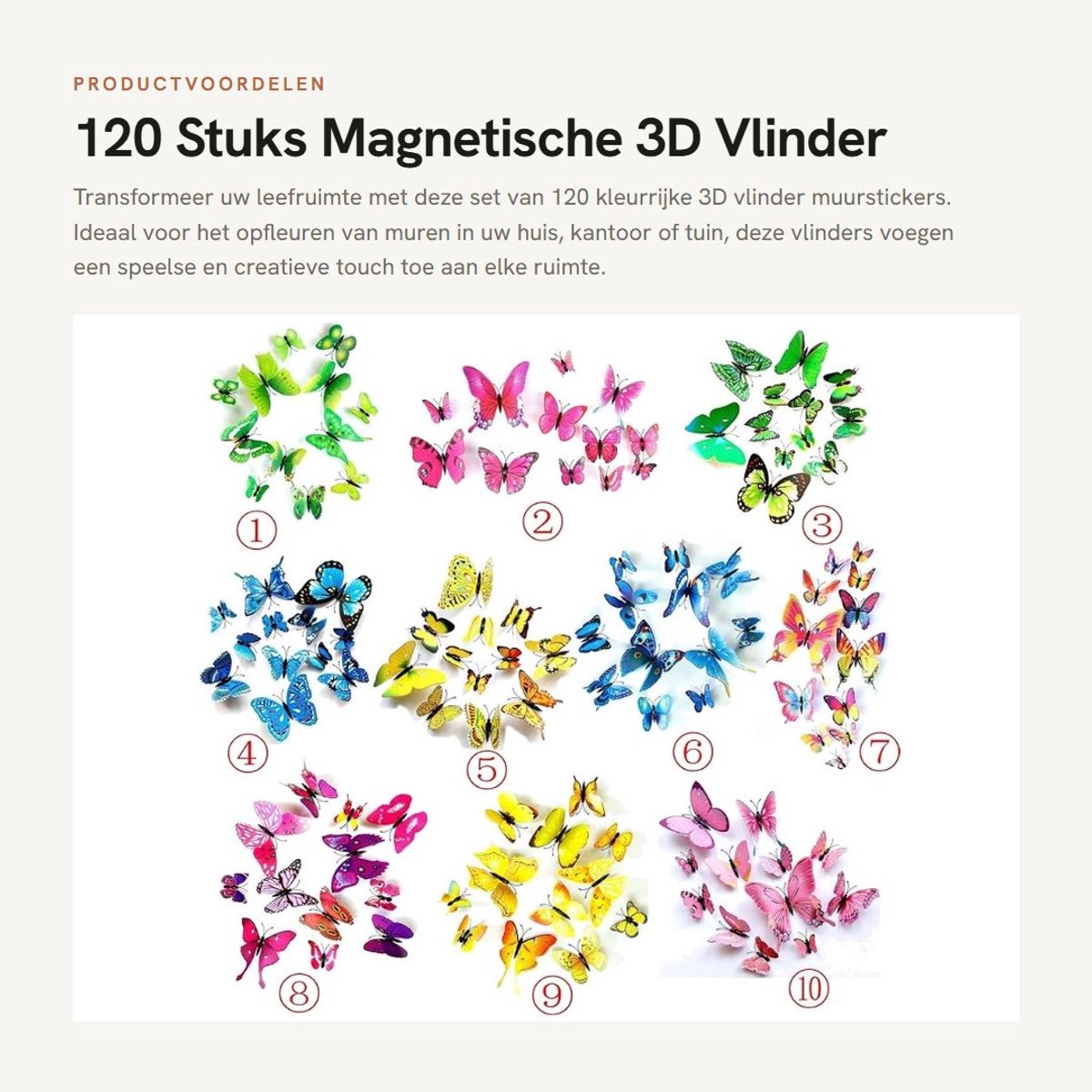 Dailygoods- Vlinder Muurstickers 120 Stuks - 3D Vlinders - Magnetisch/Plak - Veelkleurig - Duurzaam - Herbruikbaar - Muursticker