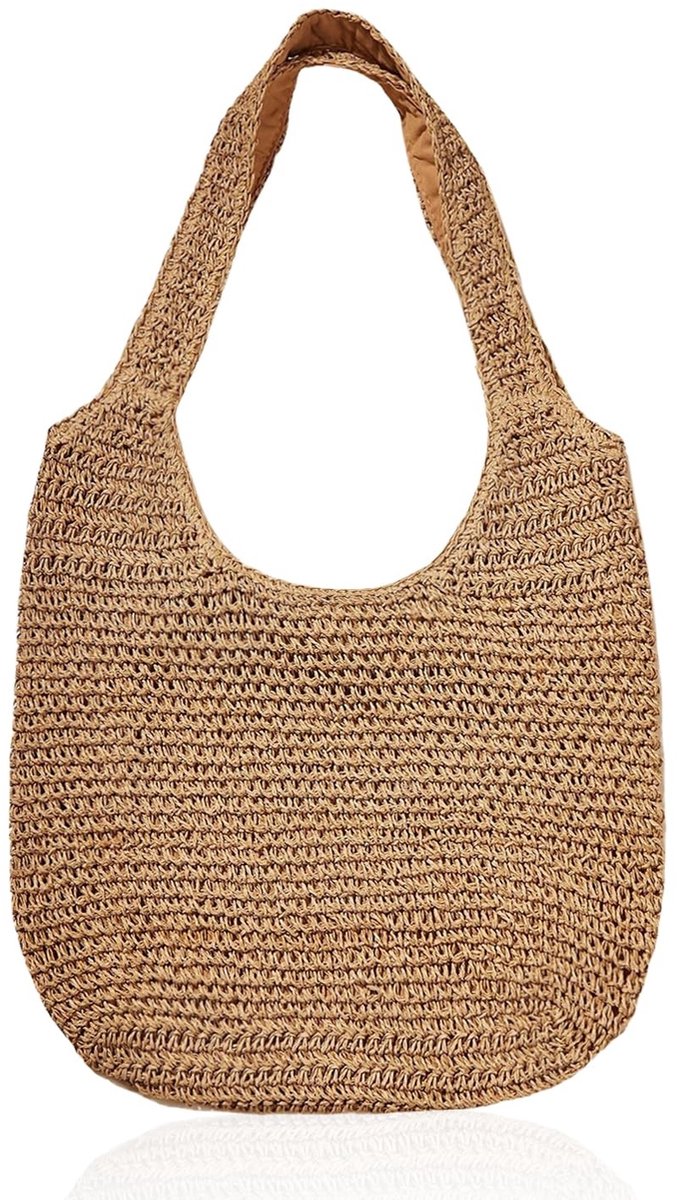 Dailygoods- Strooi tas - Handgeweven Strandtas - Grote capaciteit - Schouderriem - Zomeraccessoire - Eenvoudig en elegant - Tote Bag