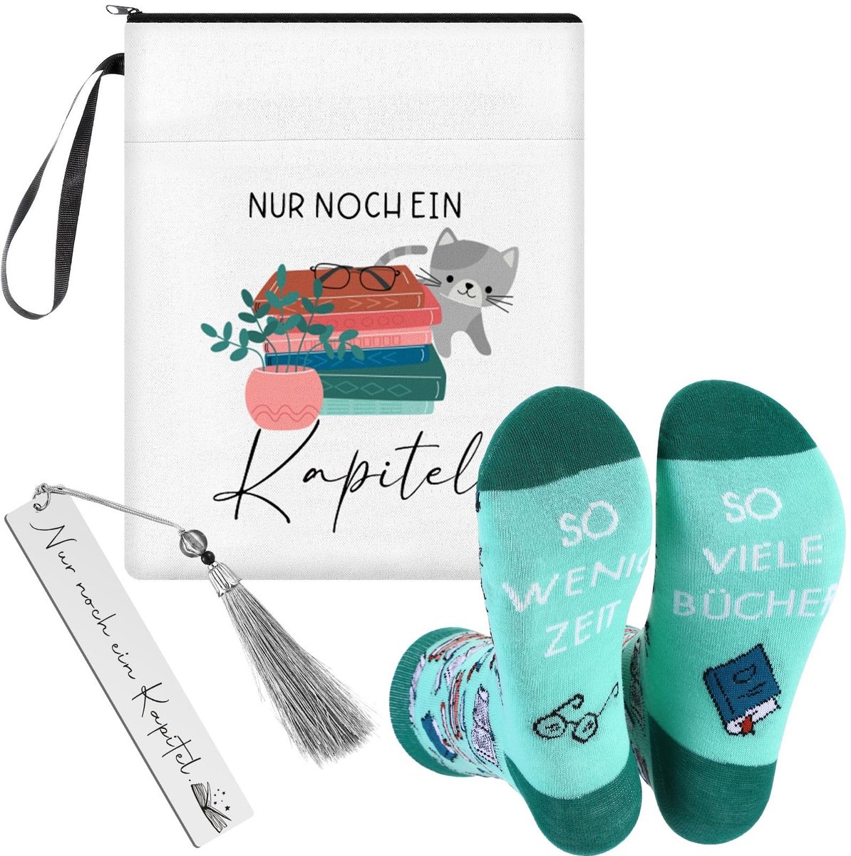 Dailygoods- Cadeaus voor Boekenliefhebbers - Boekomslag - Grappige Cadeaus - Bladwijzer met Kwast - Ritsvak - Canvas Materiaal