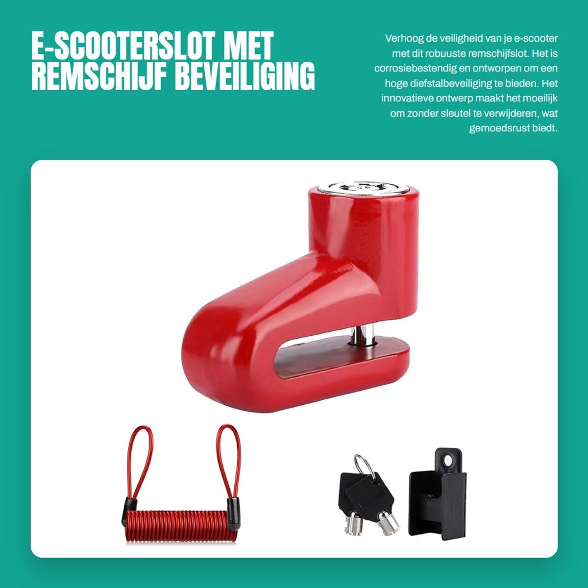 Dailygoods- E-scooterslot - Schijfremslot met alarm - Remschijfslot - Diefstalbeveiliging - Corrosiebestendig - Slijtvast