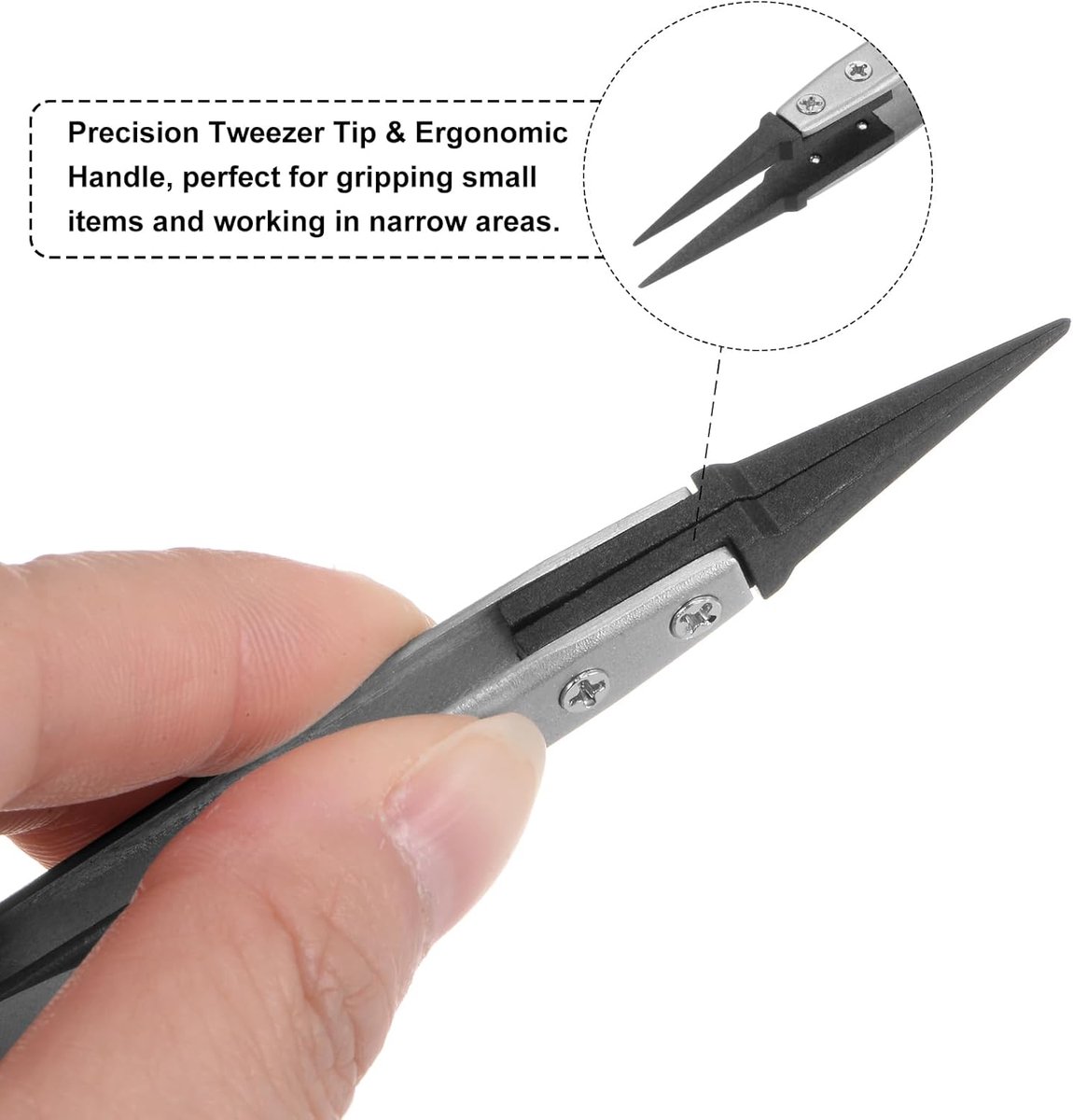 Precisie Pincet - Keramische Tang - Kleine Onderdelen Plaatsen - Hittebestendig Antistatisch - 13 cm - Zilver