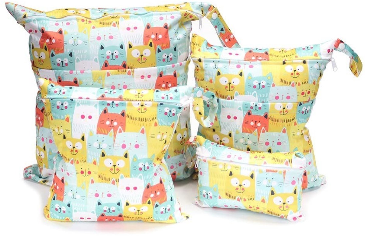 Dailygoods- Luiers - Stoffen Luiers - Natte Zak met Ritssluiting - Opvouwbaar - Lichtgewicht - Organizer voor Baby's - Polyester Waterdicht TPU - Opbergtas