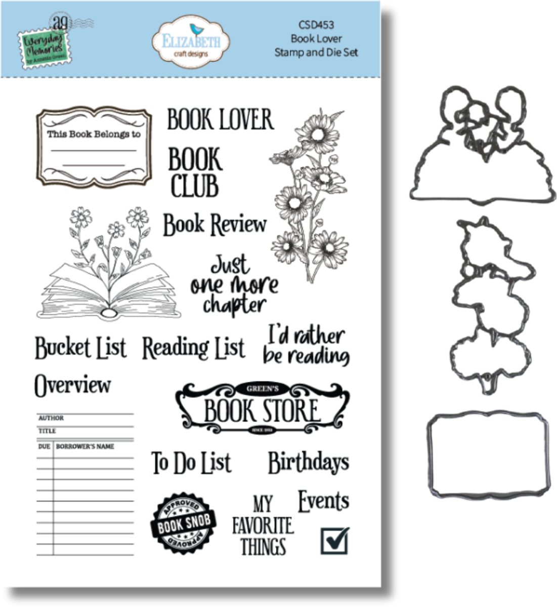 ECD Book lover Stamp and die set