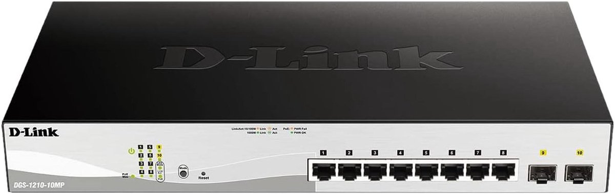 Managed Gigabit Switch - Netwerk Switch - Netwerk Uitbreiding - PoE Ondersteuning - 10 Poorten - Zwart