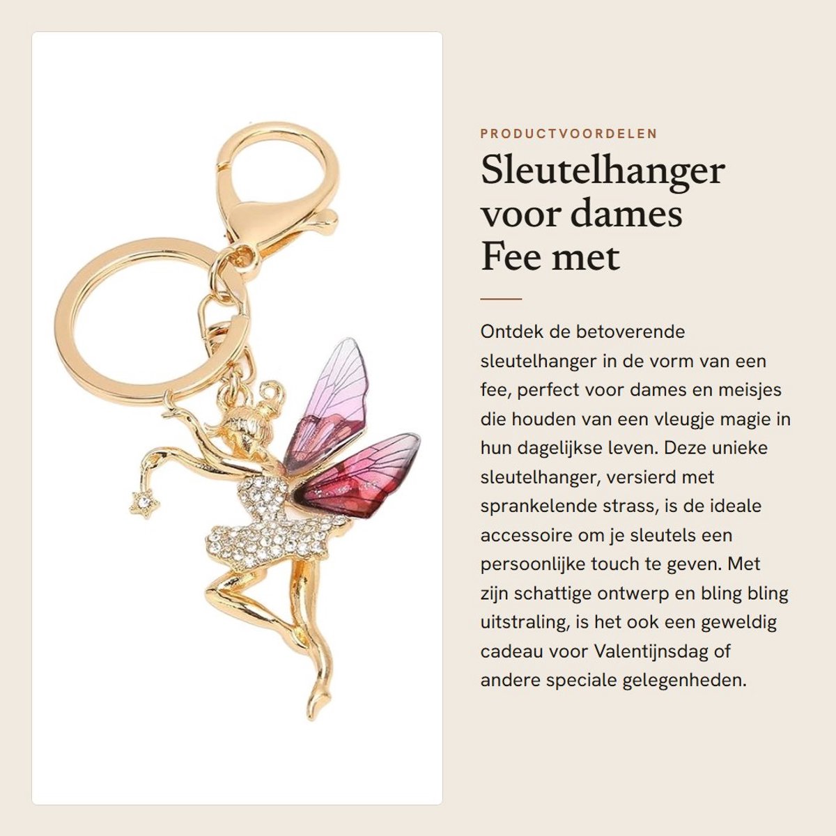 Dailygoods- Sleutelhanger Fee - Creatieve Sleutelhanger - Bling Bling