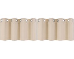 Keukengordijn 2 stuks - Vitrage korte gordijnen - Privacy creëren - Thermisch geïsoleerd - 46 x 132 cm - Beige