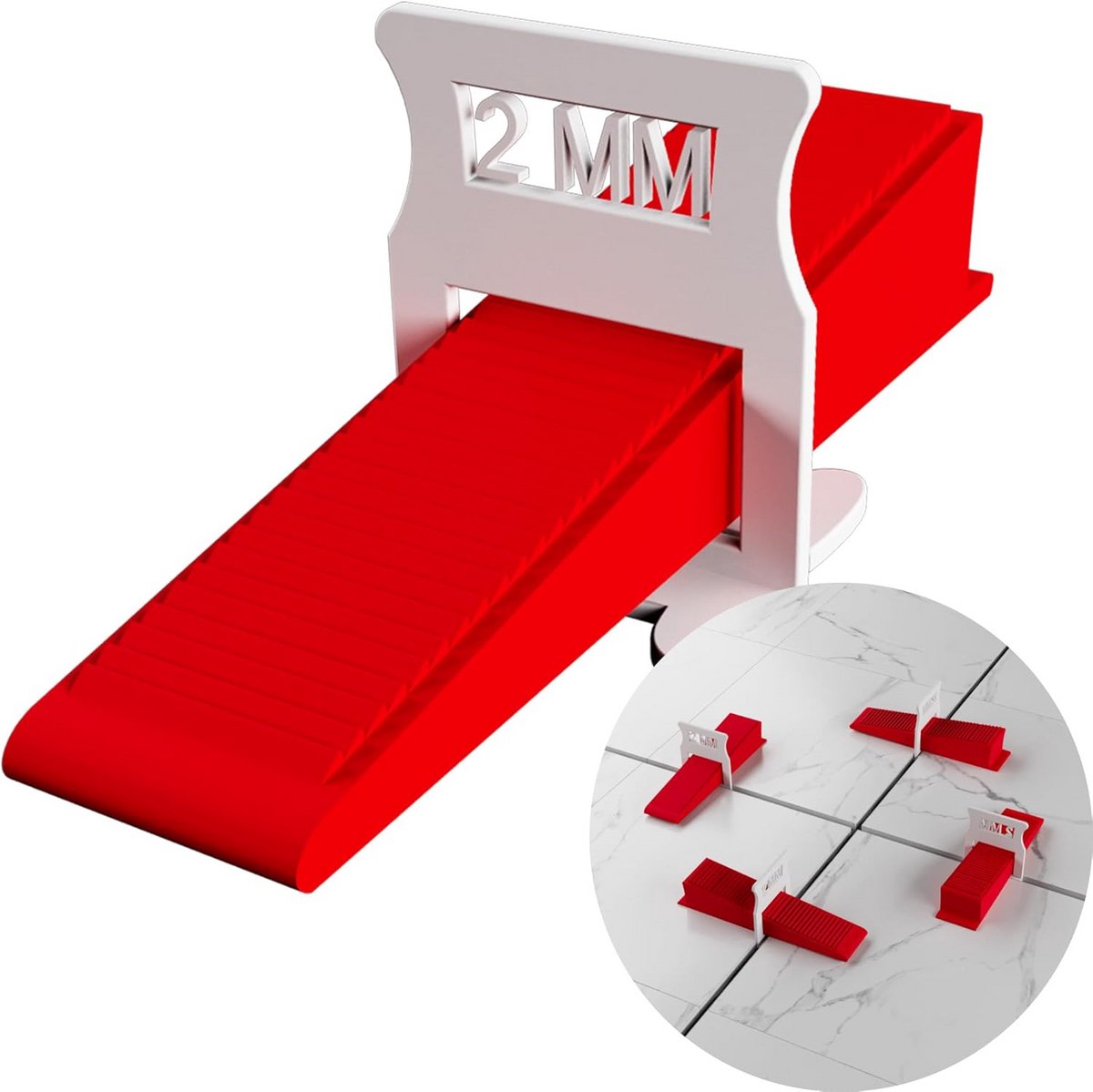 Tegelnivelleringssysteem - Tegelgereedschap - Tegels Leggen - Uniforme Voegen - 1000 Stuks - Wit Rood