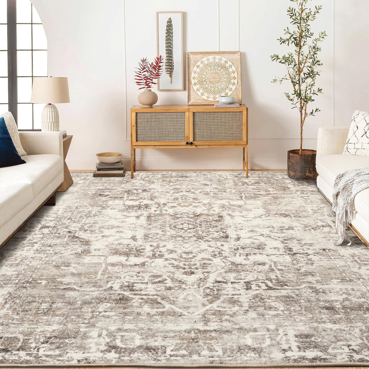 Dailygoods- Vloerkleed 200x300 cm - Kortpolig - Wasbaar - Vintage Design - Antisliprug - Tapijt voor Eetkamer/Slaapkamer