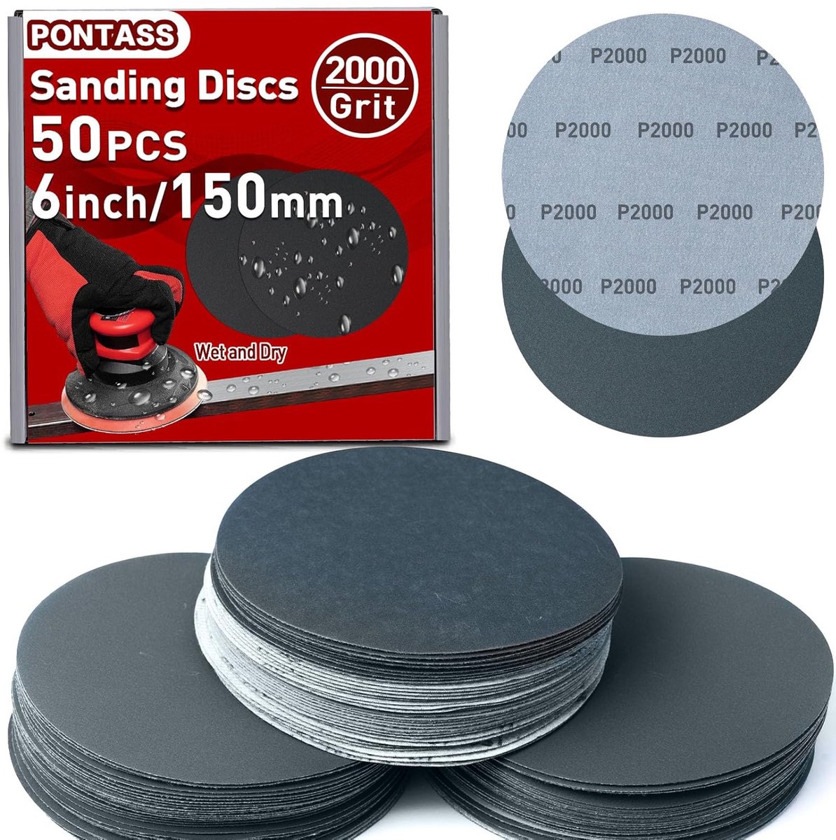 Schuurschijven Klittenband - Schuurpads Rond - Oppervlakken Bewerken - Nat en Droog - 150 mm 50 Stuks - Grijs