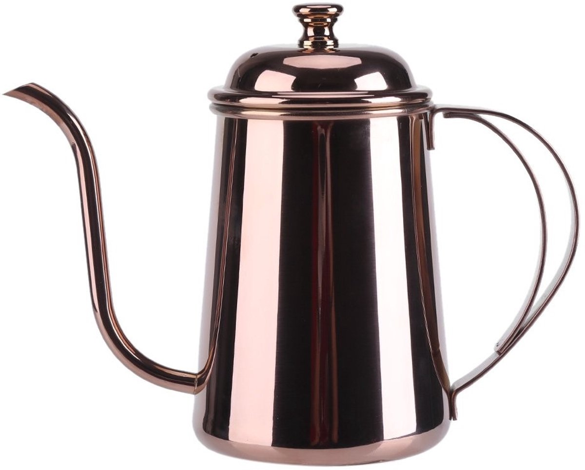 Dailygoods- Theewaterkoker Roestvrij Staal 650ml - Koffiepot - Giet Over - Zwanenhals - Ergonomische Handgreep - Duurzaam
