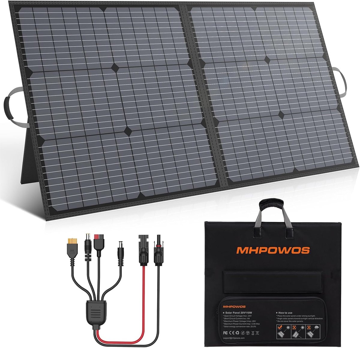 Draagbaar Zonnepaneel - Opvouwbare Zonnelader - Energie Opwekken - Hoge Efficiëntie Module - 100 Watt - Zwart