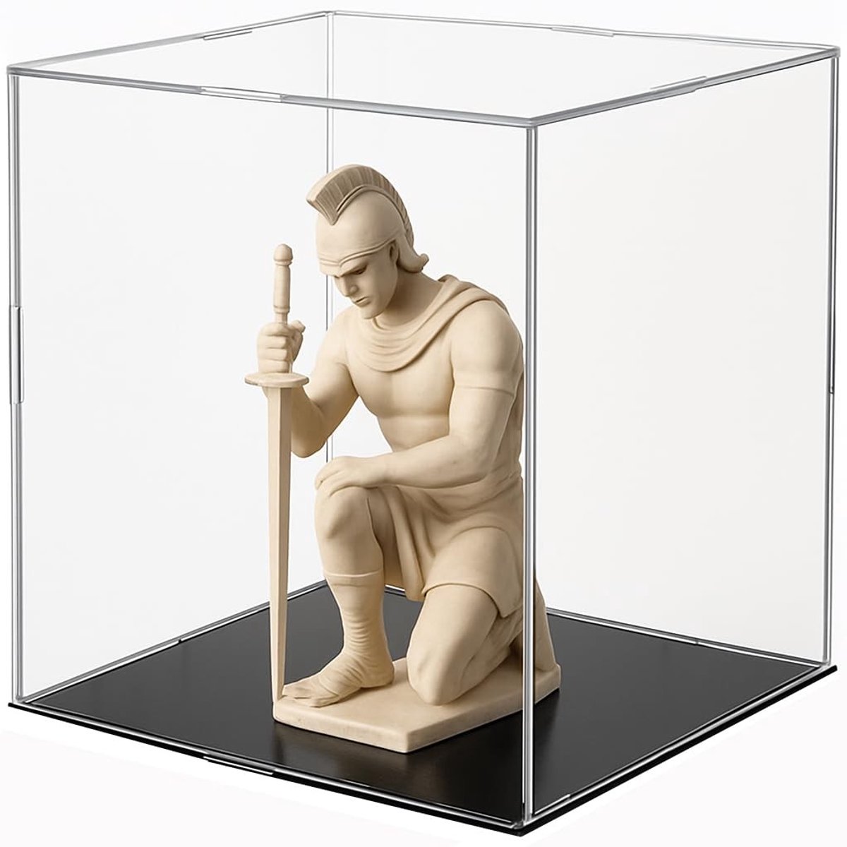 Dailygoods- Vitrinekast met zwarte basisplaat - Transparante displaybox - 15 x 15 x 15 cm - Acryl vitrine - Voor figuren en modellen - Eenvoudige montage - Displaycase