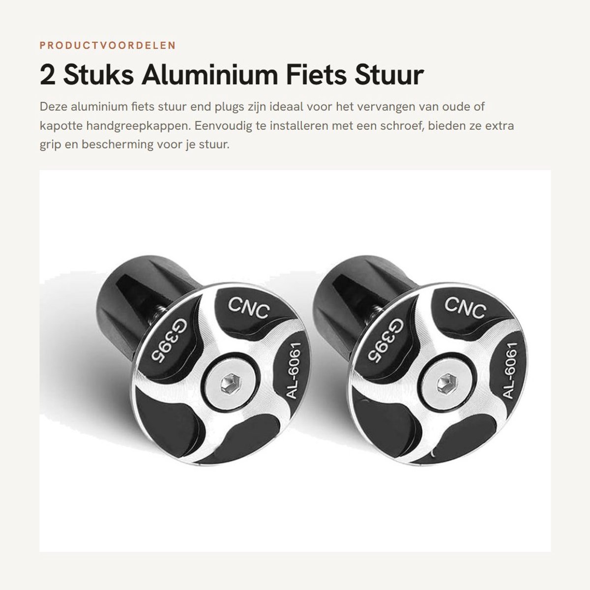 Dailygoods- Stuurplug Aluminium - 2 Stuks - Eenvoudig te Installeren - Fiets/Handlebar - Mountainbike/Vouwfiets - Duurzaam/Lichtgewicht - Handvatdop
