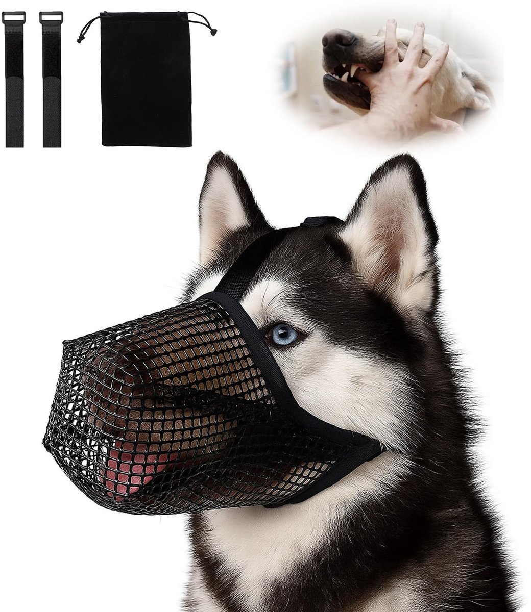 Dailygoods- Muilkorf Zacht Gaas - Muilkorf Hond - Muilkorf Middelgrote/Hond Grote - Verstelbaar - Ademend - Duurzaam Nylon - Hondenmuilkorf