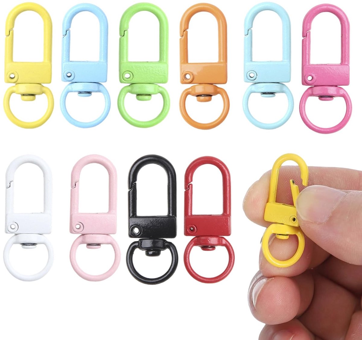 Dailygoods- Karabijnhaak mini 32 mm - Set van 50 - Stevige legering - Draaibare haak - Voor sleutels/tassen/ritsen - Roestbestendig - Sleutelhanger