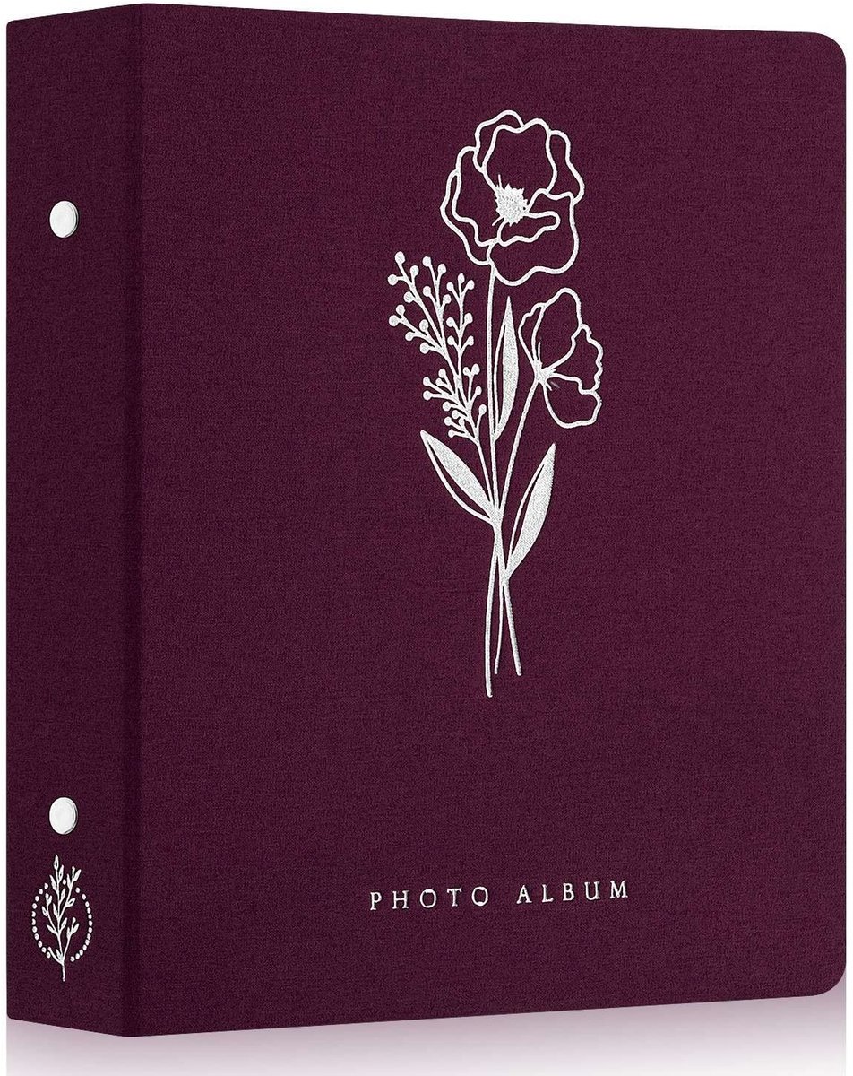 Dailygoods- Fotoalbum 400 Foto's - Insteekalbum - Linnen Omslag - Waterdicht - Zuurvrij - Luxe Zilveren Print - Fotoboek
