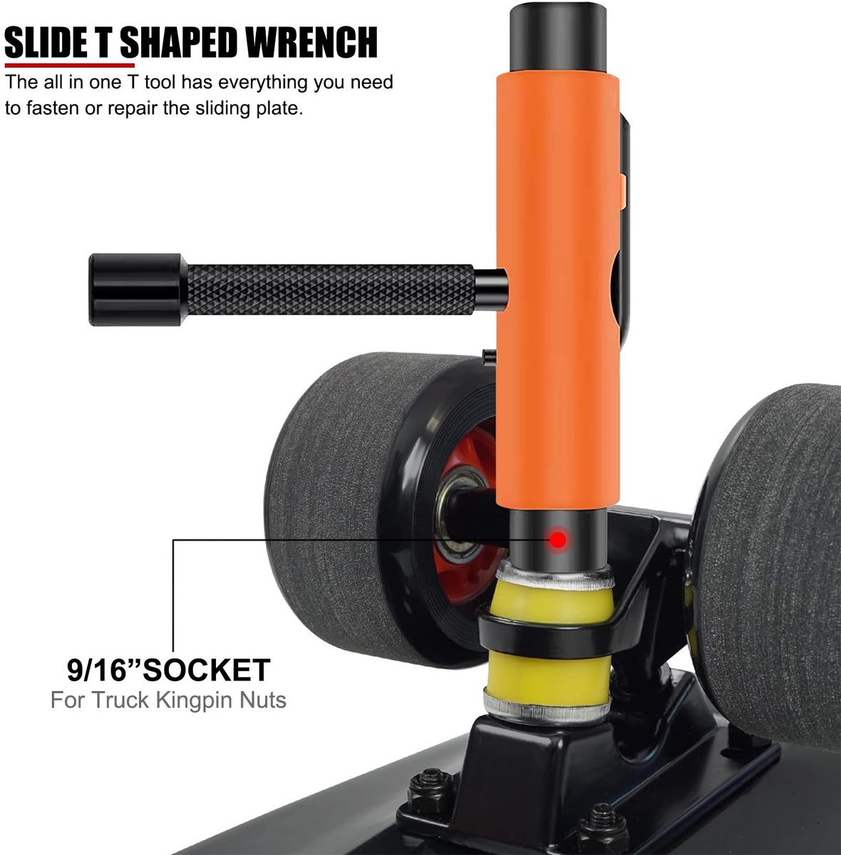 Dailygoods- Skateboard Tool - T-vormige Sleutel - L-vormige Sleutel - Staal/Kunststof - Voor Repareren/Afstellen - Onderhouds Gereedschap - Schaatssleutel