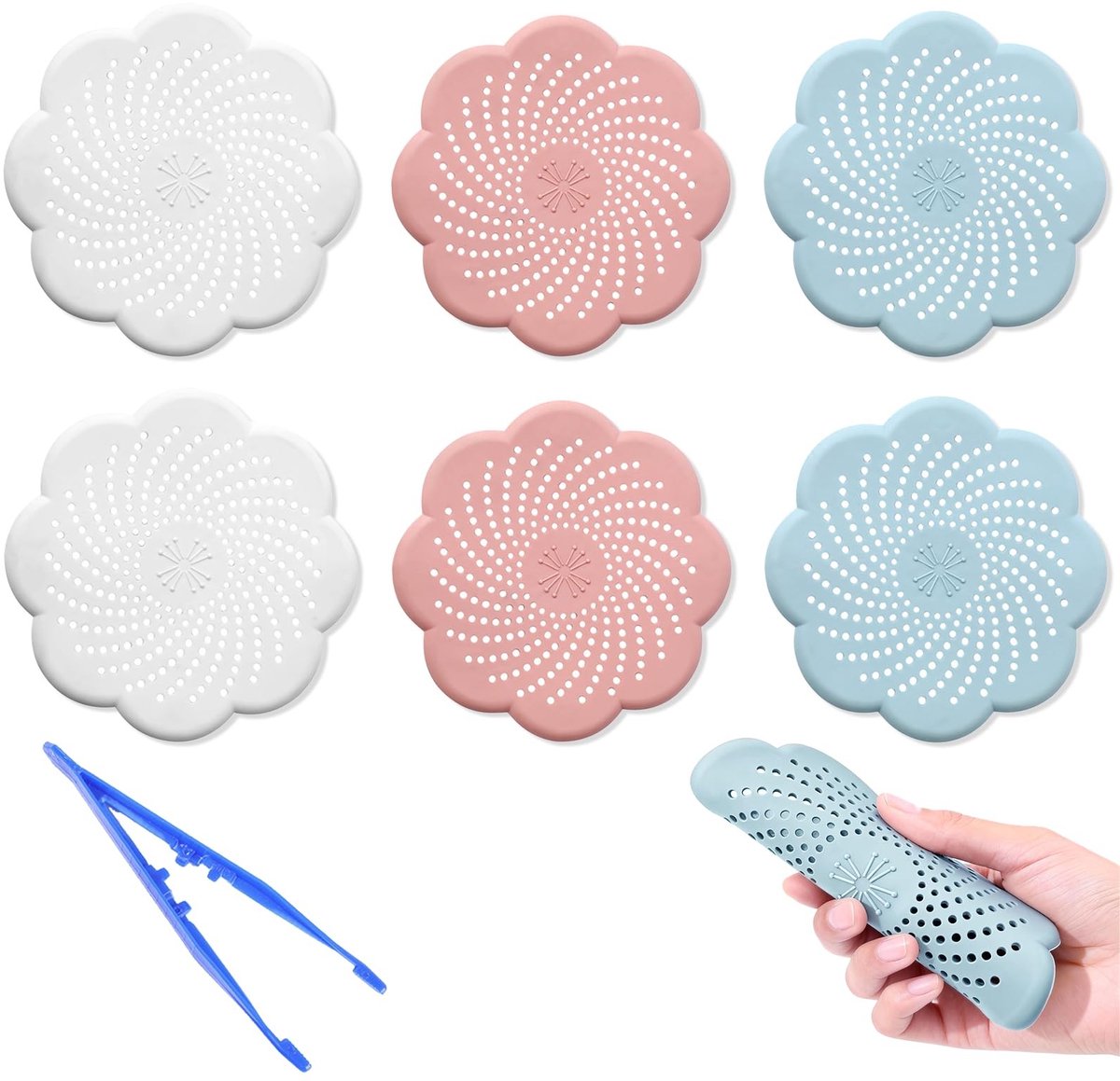 Dailygoods- Afvoerzeef 6 Stuks - Siliconen - Haarvanger - Doucheputje - Wastafel - Badkuip - Effectieve verstopping