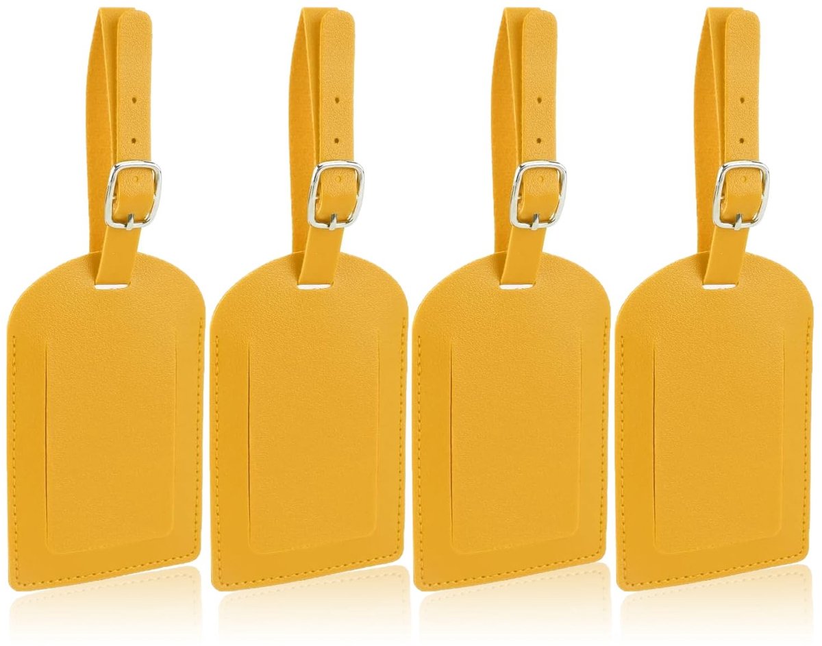 Dailygoods- Kofferlabels 4 stuks - PU-leer - Krasbestendig - Privacybescherming - Lichtgewicht - Afmetingen 11,1 x 7 cm - Bagagelabels