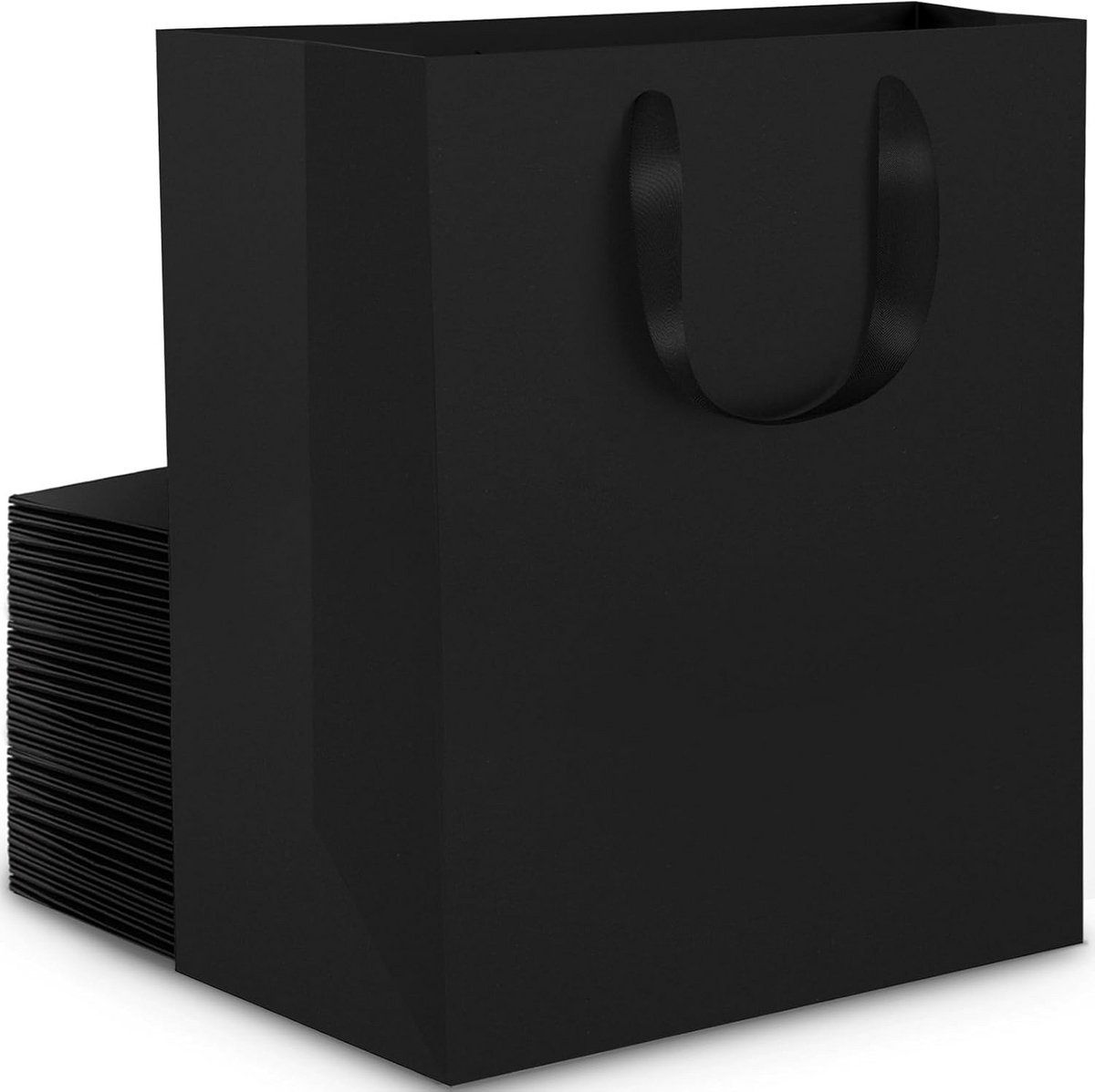 Luxe Zwarte Papieren Cadeauzakken met Handvat - 30 Stuks 250GSM