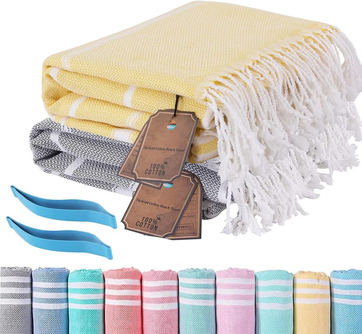 Strandhanddoek XXL - Sauna Hamamdoek - Strand en Sauna - 100% Turks Katoen - 180 x 90 cm -