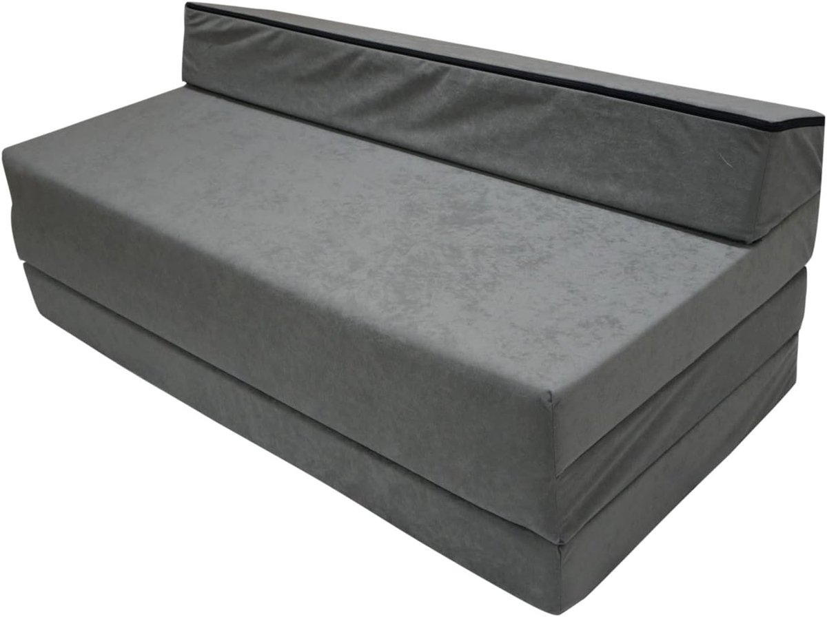 Opvouwbare Matras - Logee Matras Fauteuil - Gastvrij Ontvangen - Met Hoofdeinde - 200x120x10 cm - Grijs