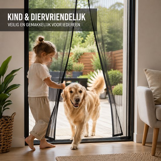 Magnetisch Vliegengordijn 100 x 210 cm - Luxe Deurhor - Zelfsluitend met Sterke Magneten - Hordeur Zonder Boren - Horgordijn Deur - Anti Muggen & Insecten - Zwart — afbeelding 5