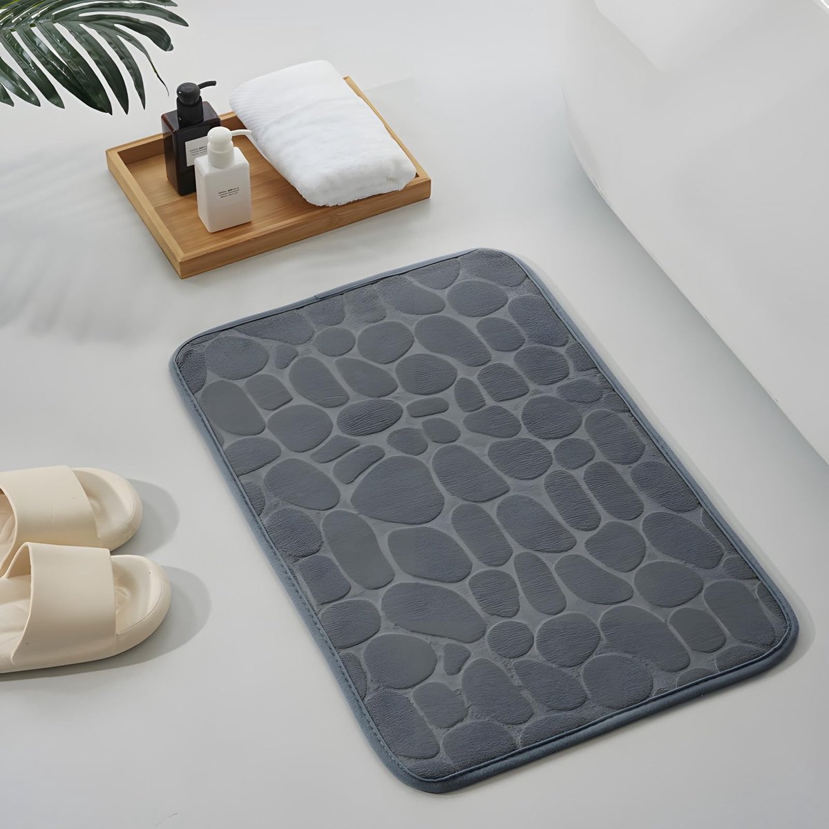 Dailygoods- Badkamertapijtset 3-delig - Zachte Mat van Traagschuim - Antislip Mat - Absorberend en Sneldrogend - Machinewasbaar - Wc-Brilhoes met Uitsparing - Badmat
