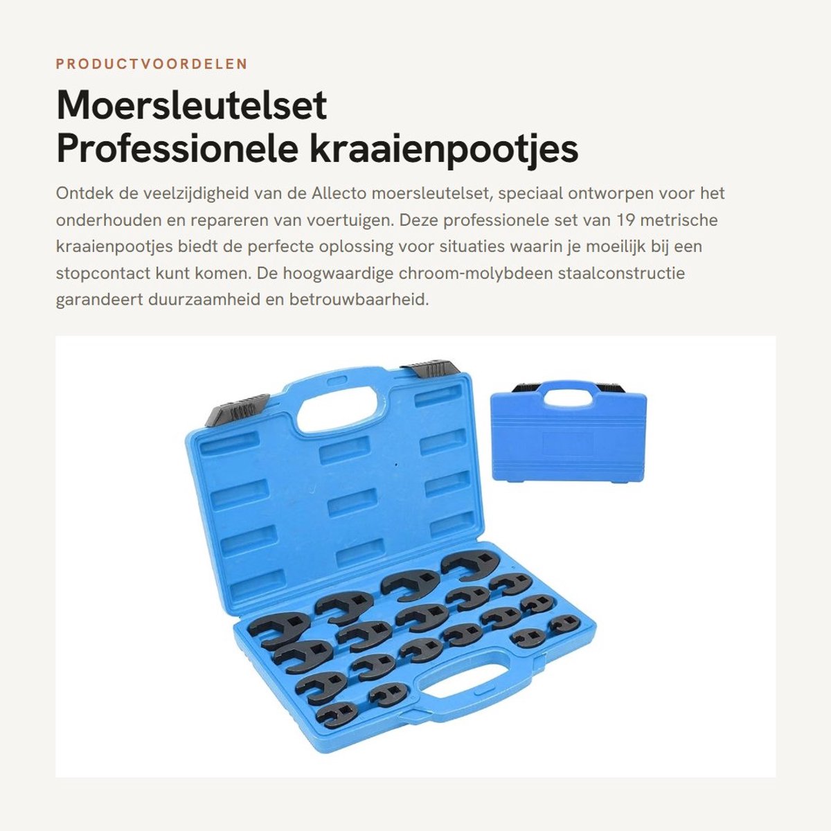 Dailygoods- Moersleutelset Professionele kwaliteit - 19 Stuks - Metrische maten 8-32 mm - Chroom-molybdeen staal - Voor voertuigen - Geschikt voor ratels - Sleutelset