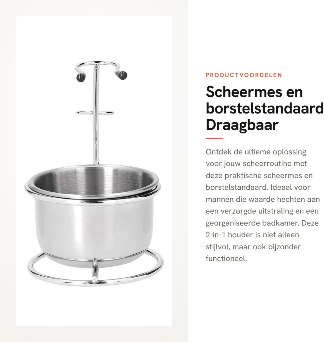 Dailygoods- Scheermes 2-in-1 - Scheermes houder - Scheerkwast standaard - Schuimkom - Roestvrij staal - Draagbaar en multifunctioneel - Scheerset