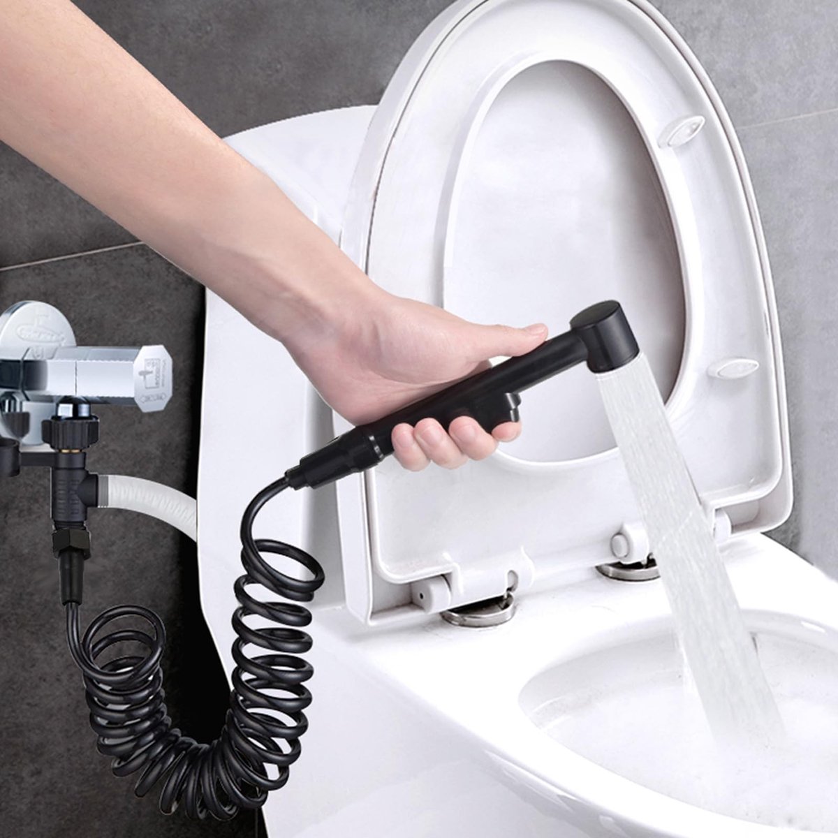 Dailygoods- Doucheslang 2m Uitschuifbaar - Flexibel - Duurzaam PU - Koperen Veer - Geschikt voor Handdouche/Bidet - Hygiënisch Gebruik - Doucheslangenset