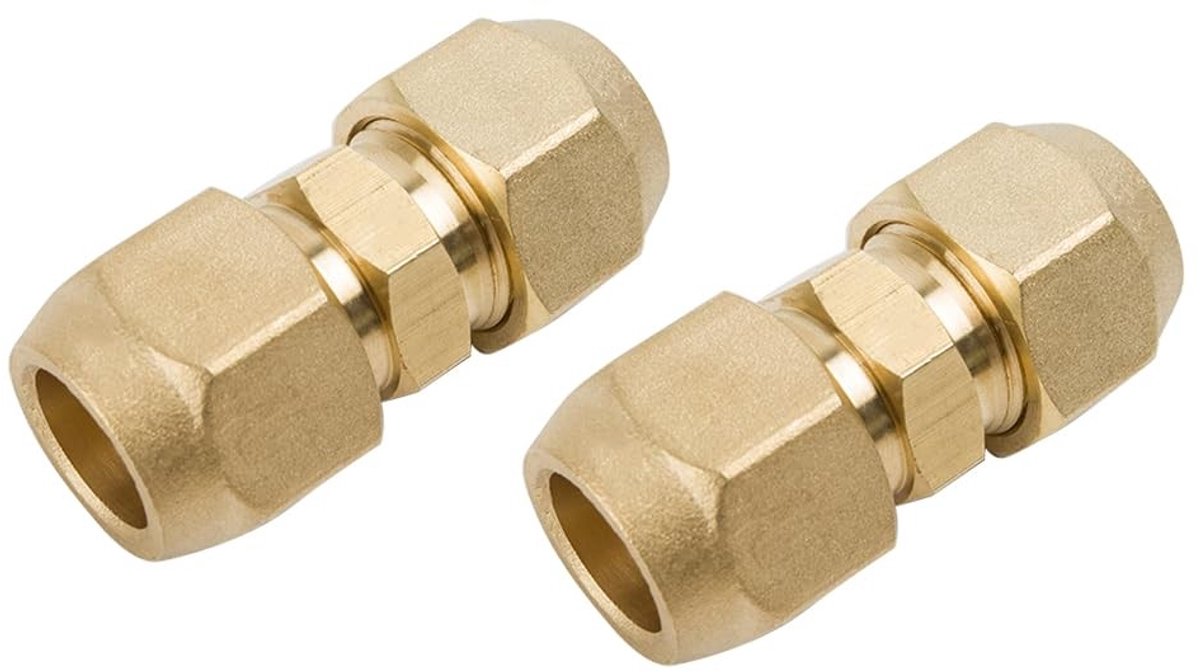 Dailygoods- Nippel Dubbel - Messing - Schroefdraadfitting - Buisverbinding - Airconditioning - Sanitair - Roestbestendig - Fitting