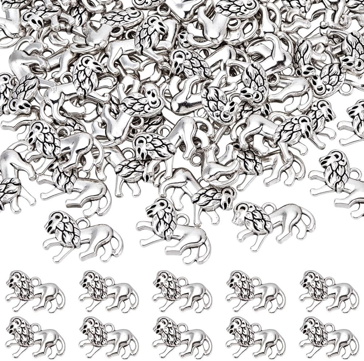 Dailygoods - 60 Stuks Tibetaanse Leeuw Dier Charms voor Sieraden Maken