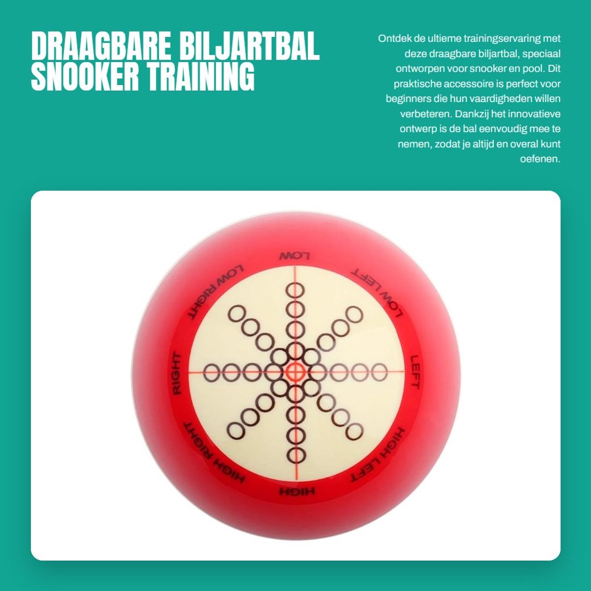 Dailygoods- Biljartbal Draagbaar - Speelbal - Training - Accessoire - Pool Eight Ball - Hoogwaardige Hars - 57,2 mm