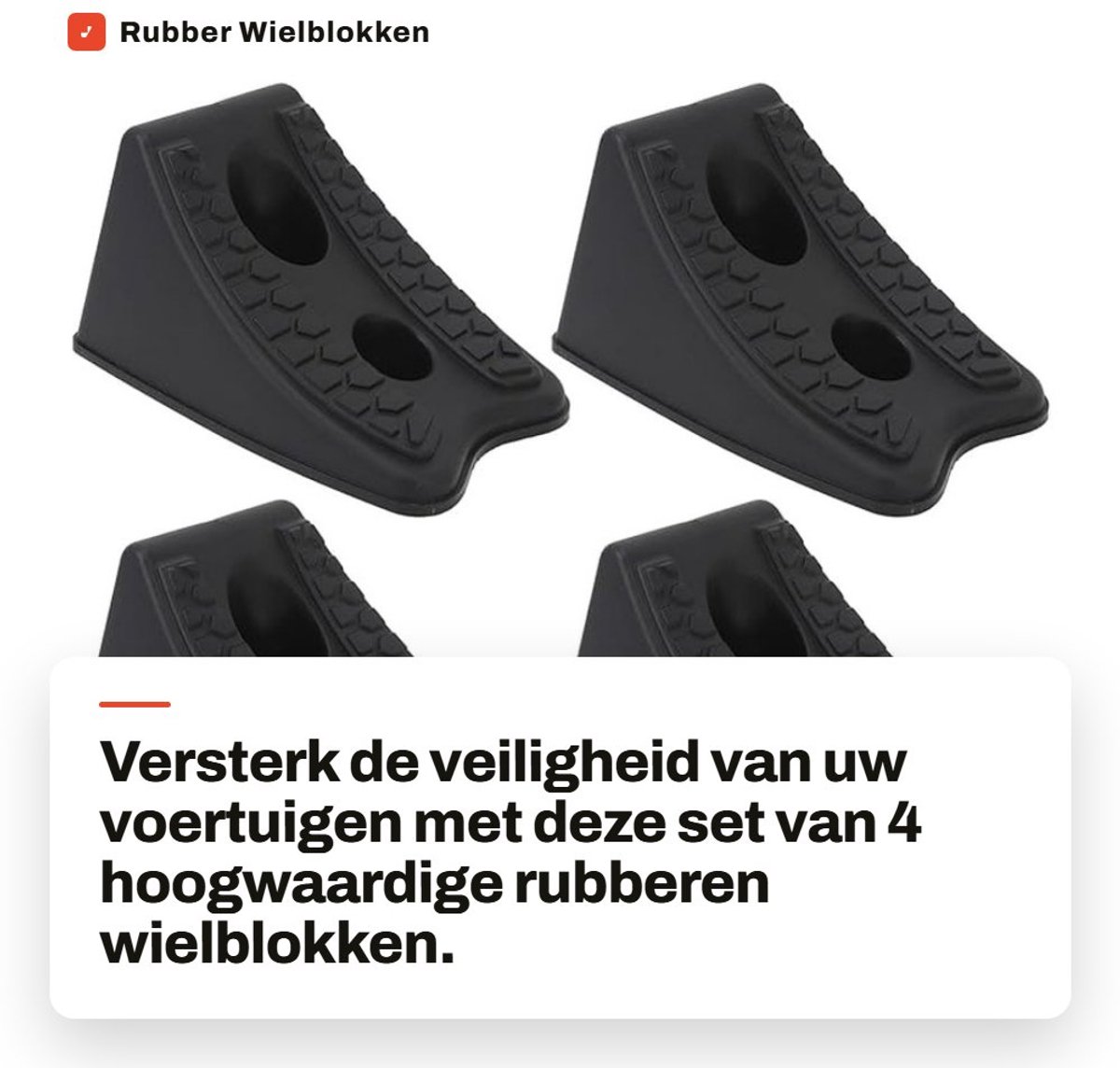 Dailygoods- Wielblok Heavy Duty - Antislip Rubber - Triangulaire Vorm - Compact - Stapelbaar - 8 x 4,7 x 4,7 inch - Wielklem
